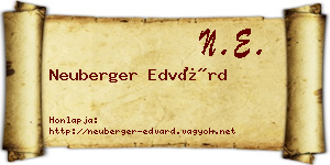 Neuberger Edvárd névjegykártya